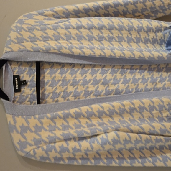 Express blue and white checkered cardi size Small - Picture 3 of 5